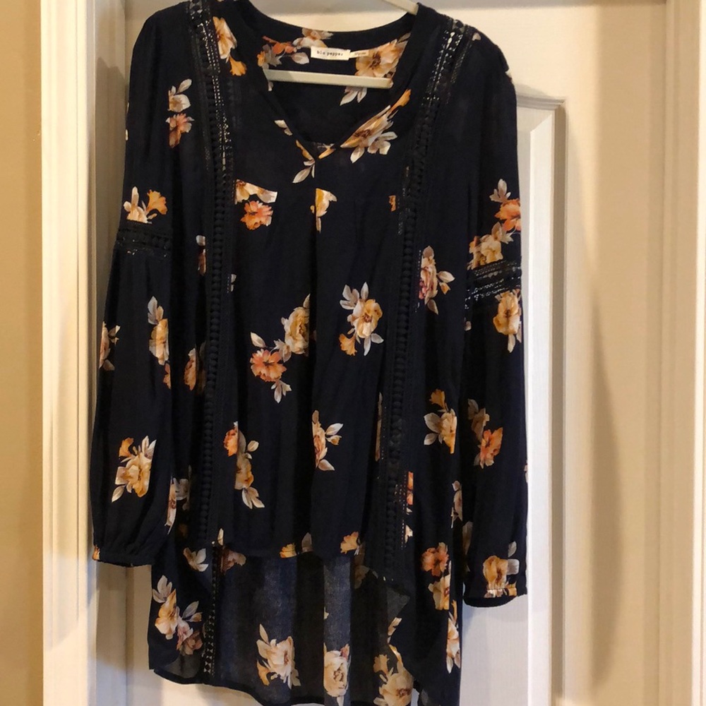 Blue floral blouse